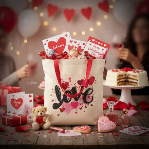 Liebes-Doodle-Kunst Valentinstag Tragetasche