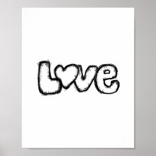 Liebes-Doodle Schwarz-Weiß modern einfache benutze Poster