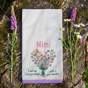 Liebes-Erinnerungsküchentuch - Blumenstrauß (Lila) Geschirrtuch