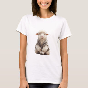 Liebes flauschiges Lämmchen in einer Strickjacke T-Shirt
