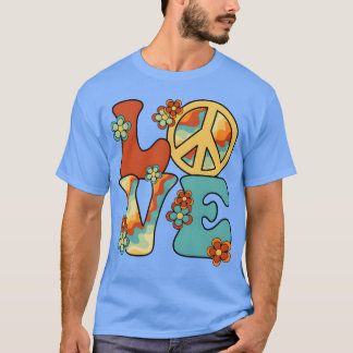 Liebes Friedenszeichen 60er 70er Kostüm-Party-Outf T-Shirt