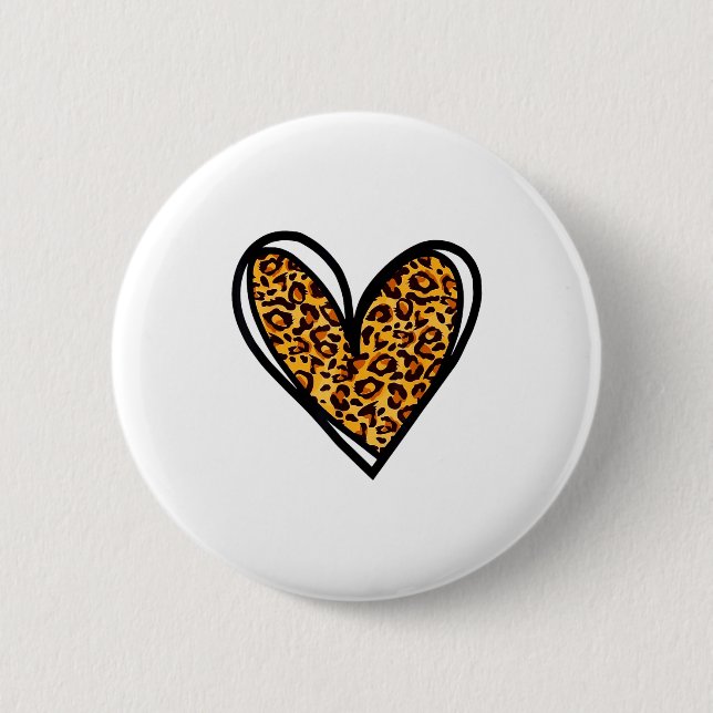 Liebes Gepard Leopard Druck Herz Valentinstag Gi Button (Vorderseite)