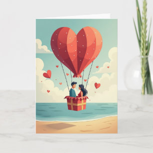 Liebes-Heißluftballon-Paar-Karte Karte