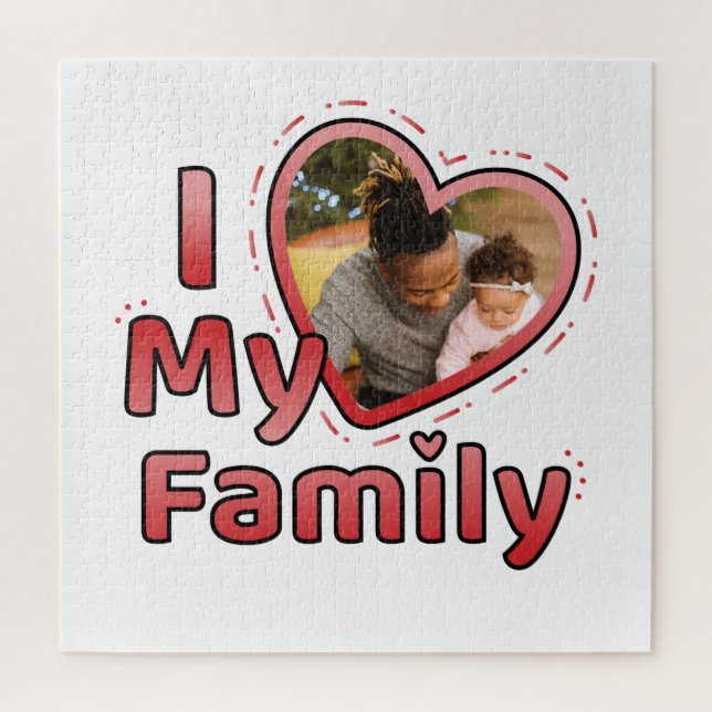 Liebes Herz Familienfoto Puzzle (Vertikal)