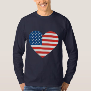 Liebes Herz gestapelt amerikanisches Flaggendesign T-Shirt