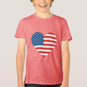 Liebes Herz gestapelt amerikanisches Flaggendesign Tri-Blend Shirt