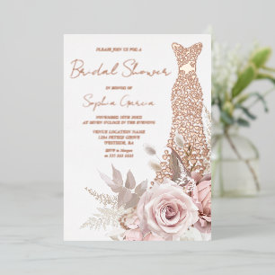 Liebes Herz Kleid Brautjungfer Rose Gold Echt Folieneinladung