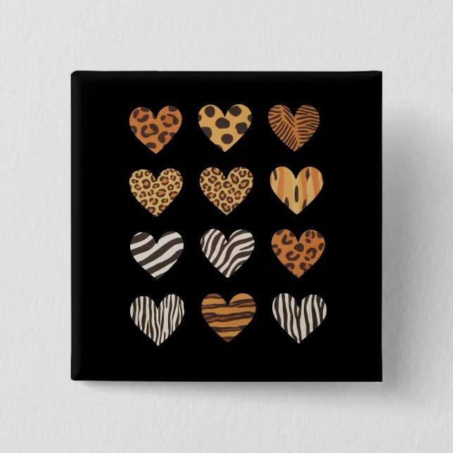 Liebes Herz Leopard Süß Valentinstag  Button (Vorderseite)