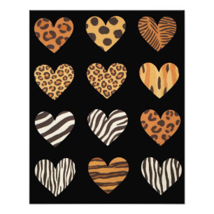 Liebes Herz Leopard Süß Valentinstag  Fotodruck