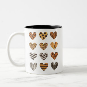 Liebes Herz Leopard Süß Valentinstag  Zweifarbige Tasse