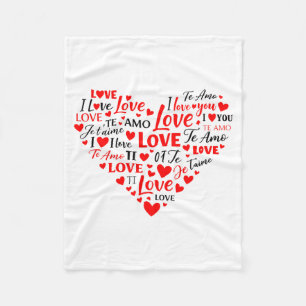 Liebes Herz Multilingual Ich liebe dich Romantisch Fleecedecke