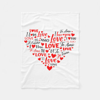 Liebes Herz Multilingual Ich liebe dich Romantisch Fleecedecke