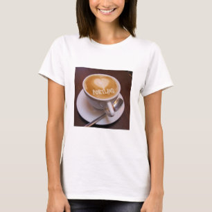 Liebes Herz Portland Cappuccino Kaffeetasse T-Shir T-Shirt