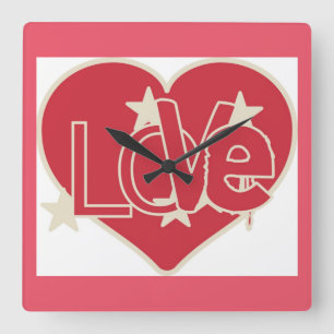 LIEBES HERZ QUADRATISCHE WANDUHR