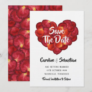 Liebes Herz Rosenblüten Save-the-Date-Karte Einladung