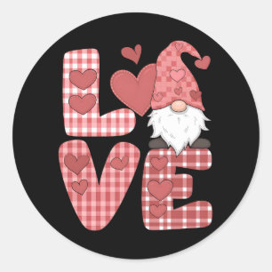 Liebes Herz Süßer Gnom Valentinstag Runder Aufkleber