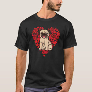Liebes Herz Valentinstag Rosen Pug Hund Jungen Kin T-Shirt