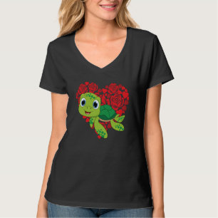 Liebes Herz Valentinstag Rosen Schildkröte Jungen T-Shirt