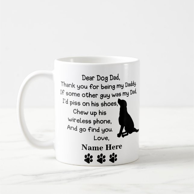 Liebes Hund Vater mit Individuelle Name Kaffeetasse (Links)