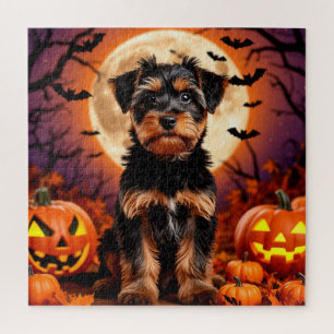 Liebes Hündchen mit Halloween-Hintergrund Puzzle