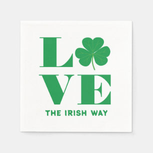 Liebes Kleeblatt Irland Benutzerdefinierter Text G Serviette