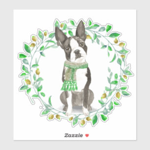 Liebes kleines Boston Terrier mit Schal Aufkleber
