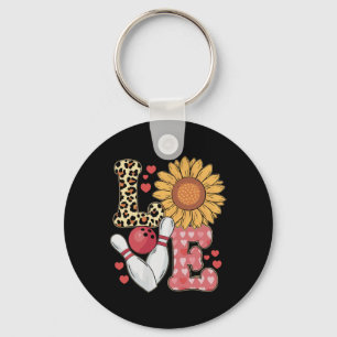 Liebes Leopard Sonnenblume Bowling Valentinstag Bo Schlüsselanhänger