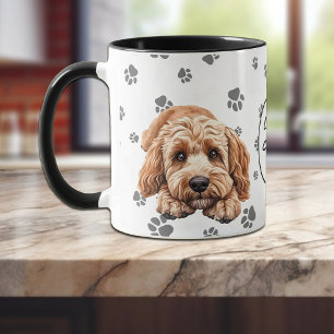 Liebes-Muster mit Hundepfotenabdruck meines Cockap Tasse