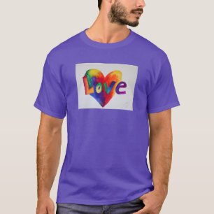 Liebes-Regenbogen-Herz-Inspirations-Wort-Art-Shirt T-Shirt