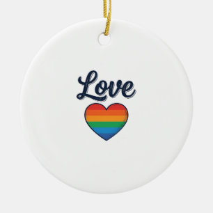 Liebes Regenbogen Herz Stolz Vektor-Shirt Design_1 Keramik Ornament