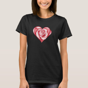 Liebes-Rosa-Rosen-Blumen-Grafik-Kunst T-Shirt