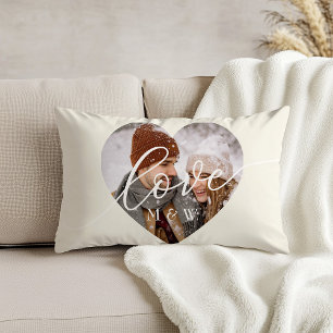 Liebes-Schrift-Herz-Foto Elfenbein Lendenkissen
