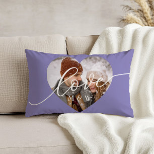 Liebes-Schrift-Herz-Foto-Lavendel Lendenkissen