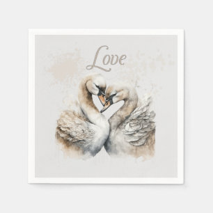 Liebes-Schwäne Romantische Hochzeit Serviette