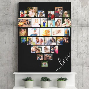 Liebes-Script Herzförmige 29-Foto-Collage gewickel Leinwanddruck