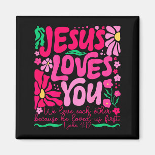 Liebes-Shirt Jesus Boho Blumen religiöser Glaube Magnet