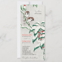 Liebes Spatzen im Winter - Vintage Kunst Hochzeit