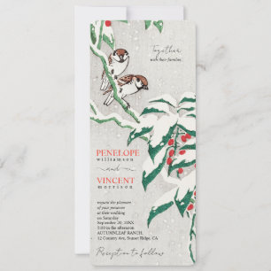Liebes Spatzen im Winter - Vintage Kunst Hochzeit Einladung