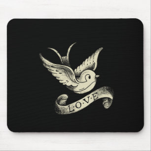 Liebes-Spatzen-Vintage-Tätowierungsdesign  Mousepad