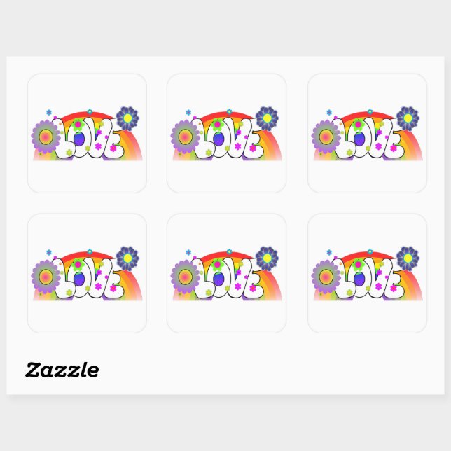 Liebes-Sticker Quadratischer Aufkleber (Blatt)