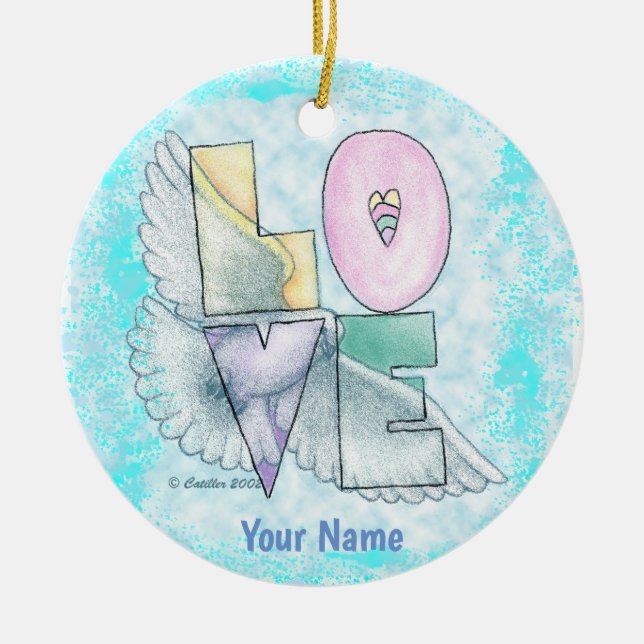 Liebes-Taube Keramik Ornament (Vorne)