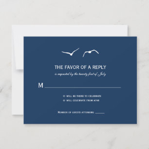 Liebes-Tauben-Hochzeits-RSVP-Karten - Navy RSVP Karte