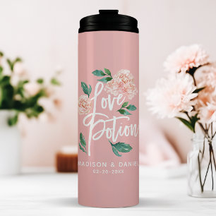 Liebes-Trank-Rosig Rosa Florale Personalisierte Ho Thermosbecher