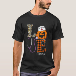 Liebes-Triage-Krankenschwester Leopard Kürbis Hall T-Shirt