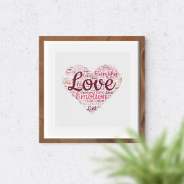 Liebes-Typografie Romantische Wortkunst Herz  Poster