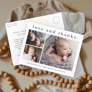 Liebes- und Dankeschön-Baby-Foto-Geburtsanzeige Postkarte