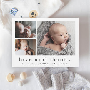 Liebes und Dankeschön Foto Baby Ankündigung Danke