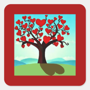 Liebesbaum - Baum der Liebe Quadratischer Aufkleber