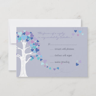 Liebesbaum Herzen Winterhochzeit RSVP Karte