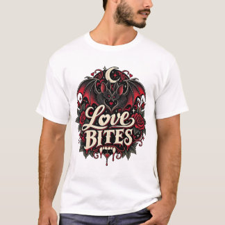 Liebesbisse Gothic Vampir Fledermaus Romantisch T-Shirt